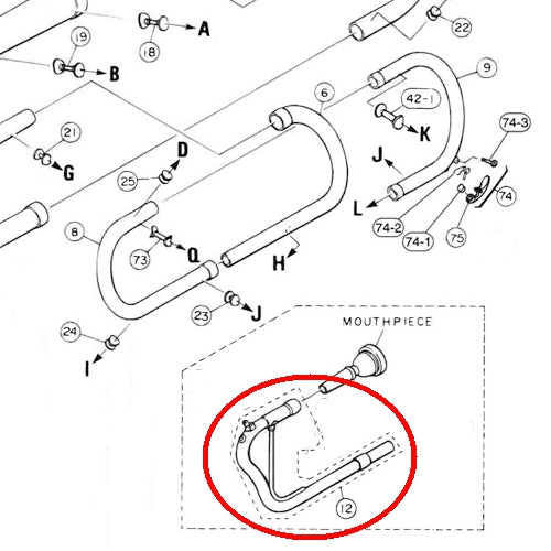 Yamaha Marching Convertible BBb 3/4 Tuba Marching Leadpipe Mouthpipe Silver ZN002900