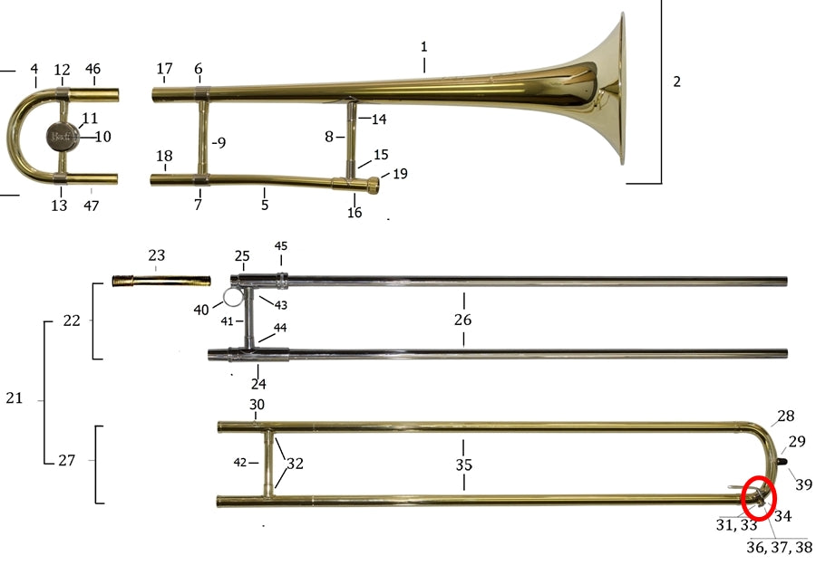 Bach Trombone Waterkey Spring Coiled on Both Sides