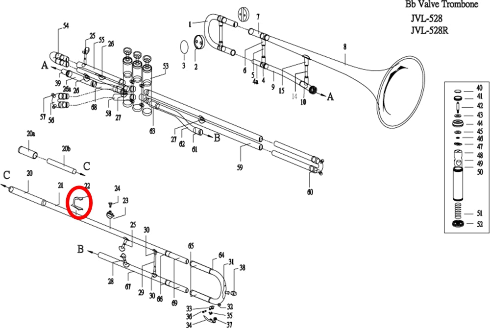 Jupiter 528 Valve Trombone Finger Hook