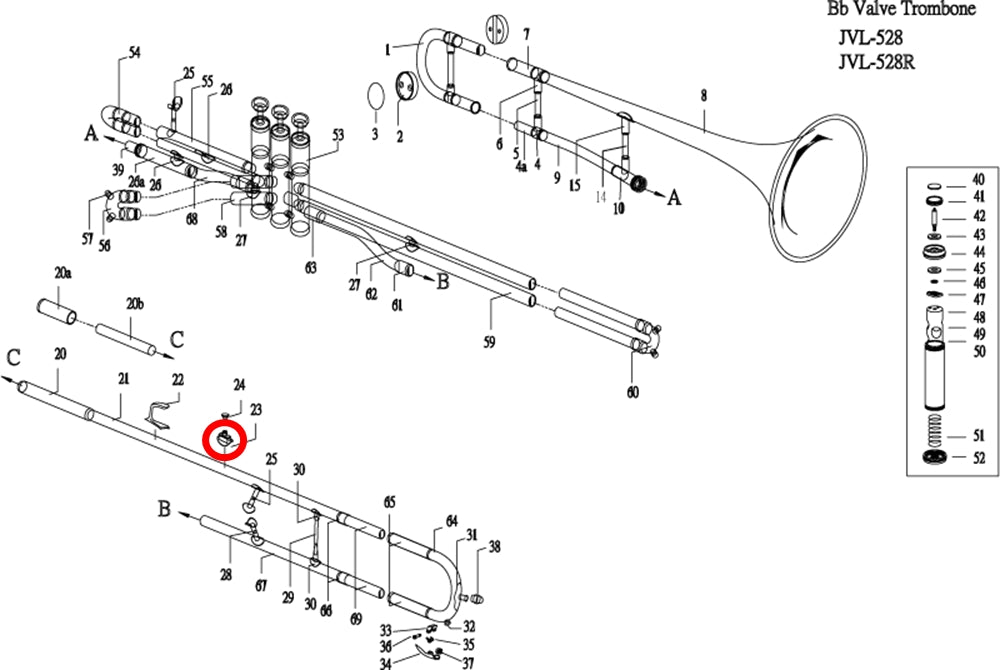 Jupiter 528 Valve Trombone Lyre Holder Assembly