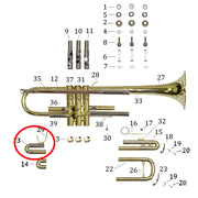 Bach Bb Trumpet Student Model TR600 First Valve Slide Assembly