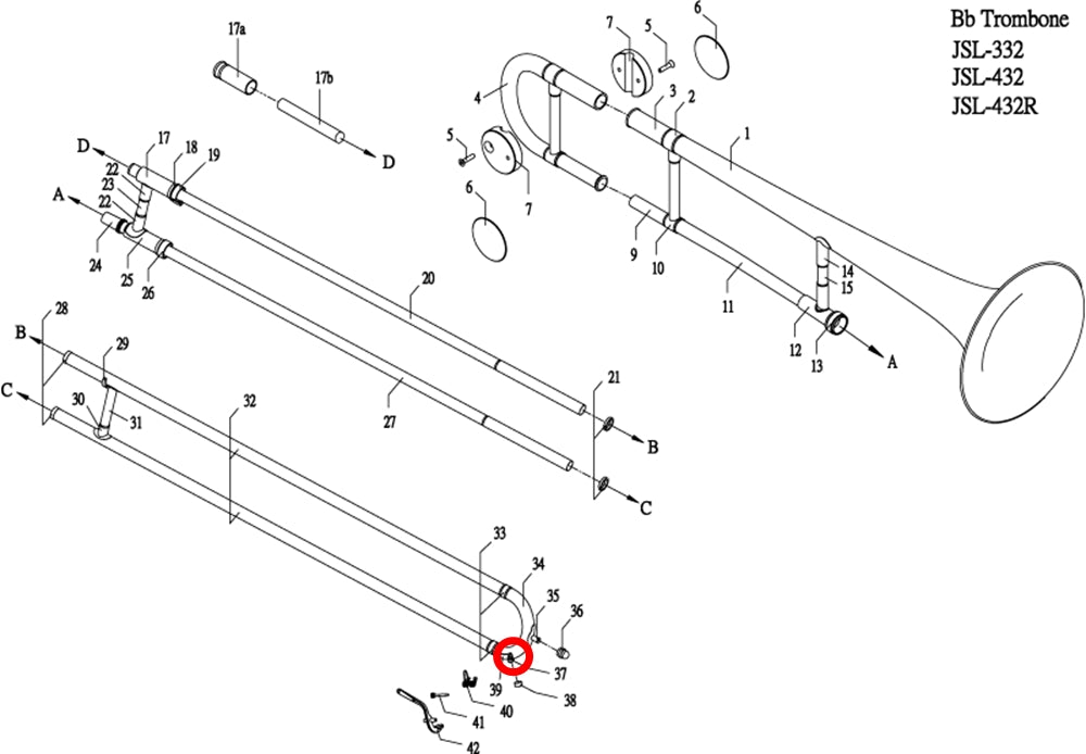 Jupiter 332/432 Trombone Water Key Nipple