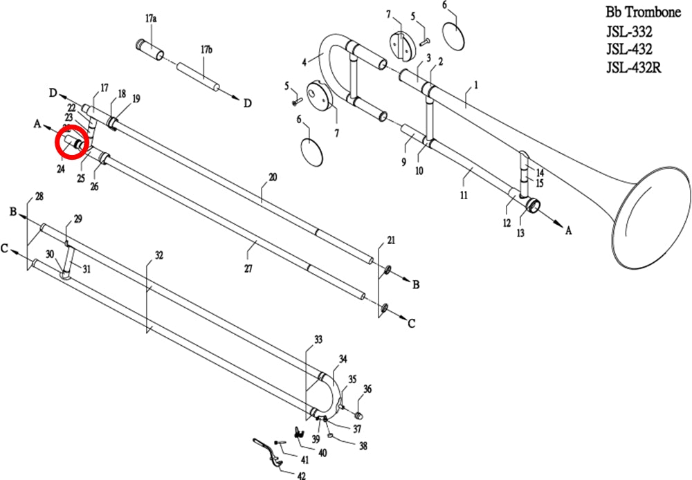 Jupiter 332/432 Trombone Bell Connecting Shank