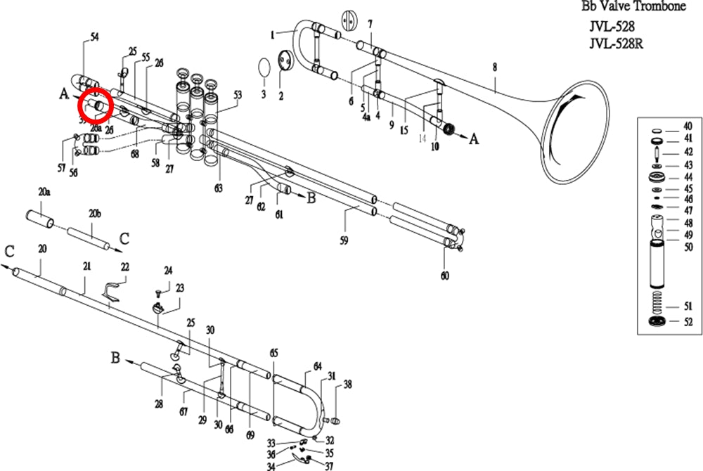 Jupiter 528 Valve Trombone Bell Connecting Shank