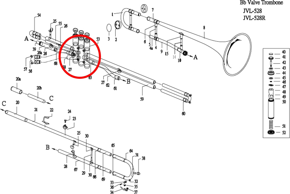 Jupiter 528 Valve Trombone Valve Casing