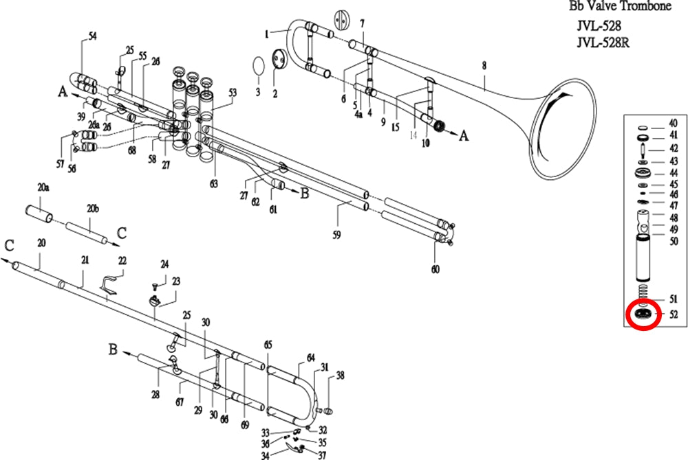 Jupiter 528 Valve Trombone Bottom Valve Cap (1)