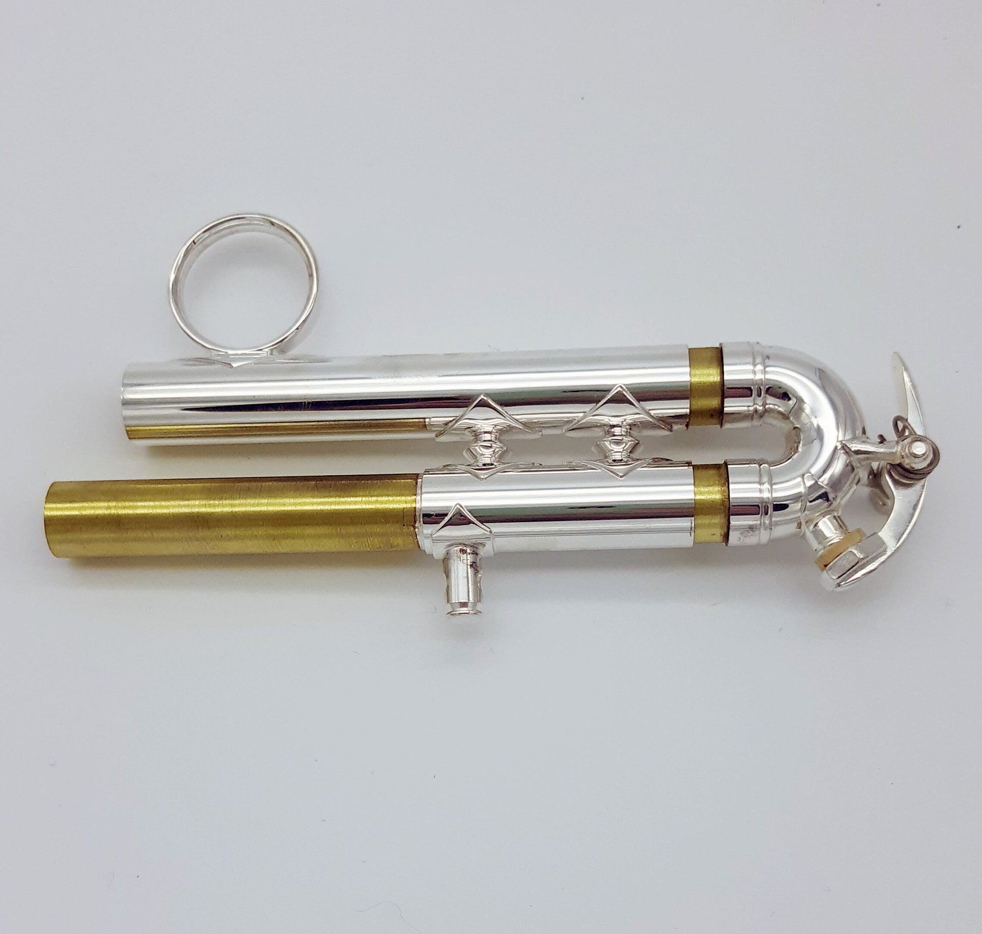 Bach Bb Trumpet 3rd Slide Assembly, Complete w/ Waterkey, Light, Medium Large Bore (Silver)