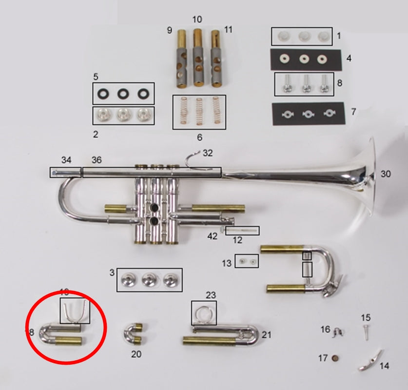 Bach Stradivarius C Trumpet 1st Slide Assembly, Medium Large Bore, Lacquer, Complete