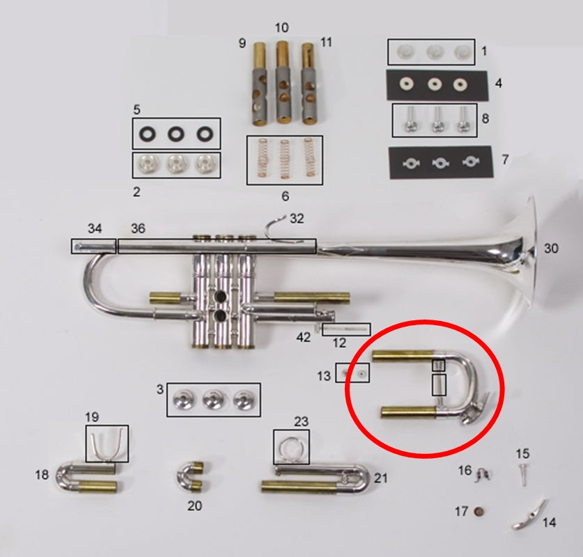 Bach Stradivarius C Trumpet Tuning Slide Assembly, Fits 25R Leadpipes, Silver Plated