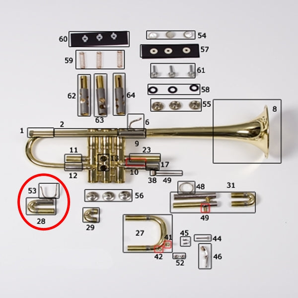 Bach Stradivarius D Trumpet 1st Slide Assembly .448 Bore
