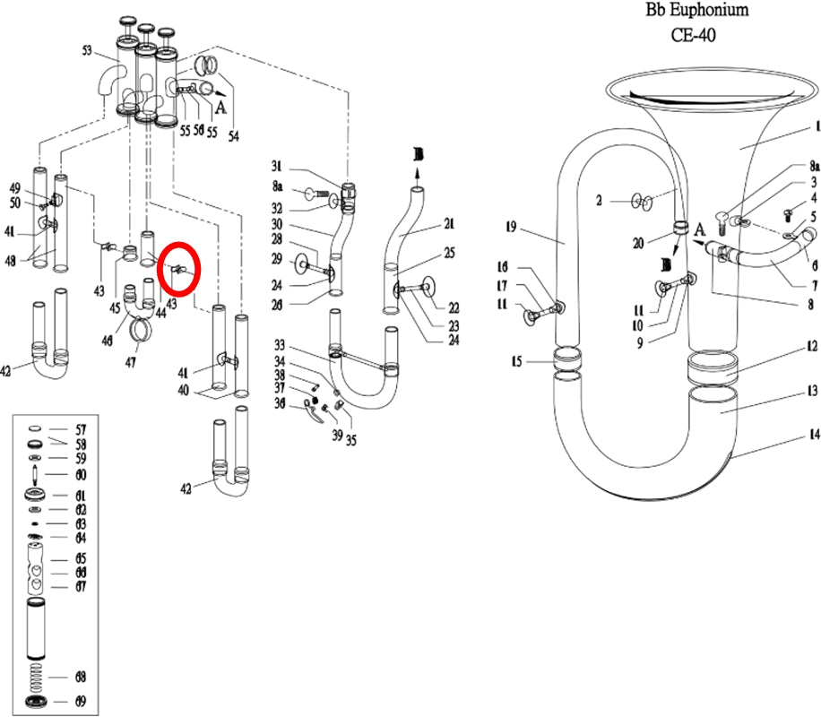 Jupiter CE40 Bb Euphonium Brace Assembly