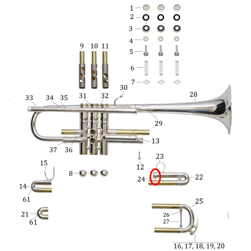 Bach Commercial Trumpet Stop Plate, Silver Plated