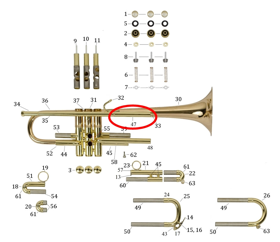 Bach Commercial Bb Trumpet Upper Outside Tuning Slide