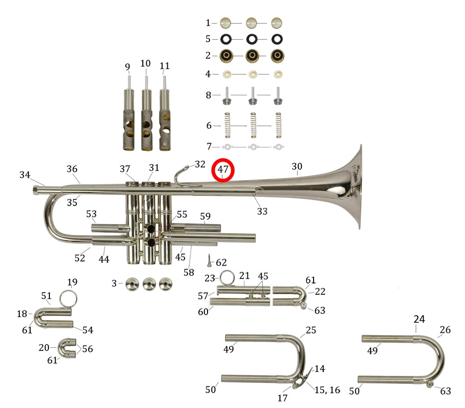 Bach Commercial Bb Trumpet Upper Outside Tuning Slide