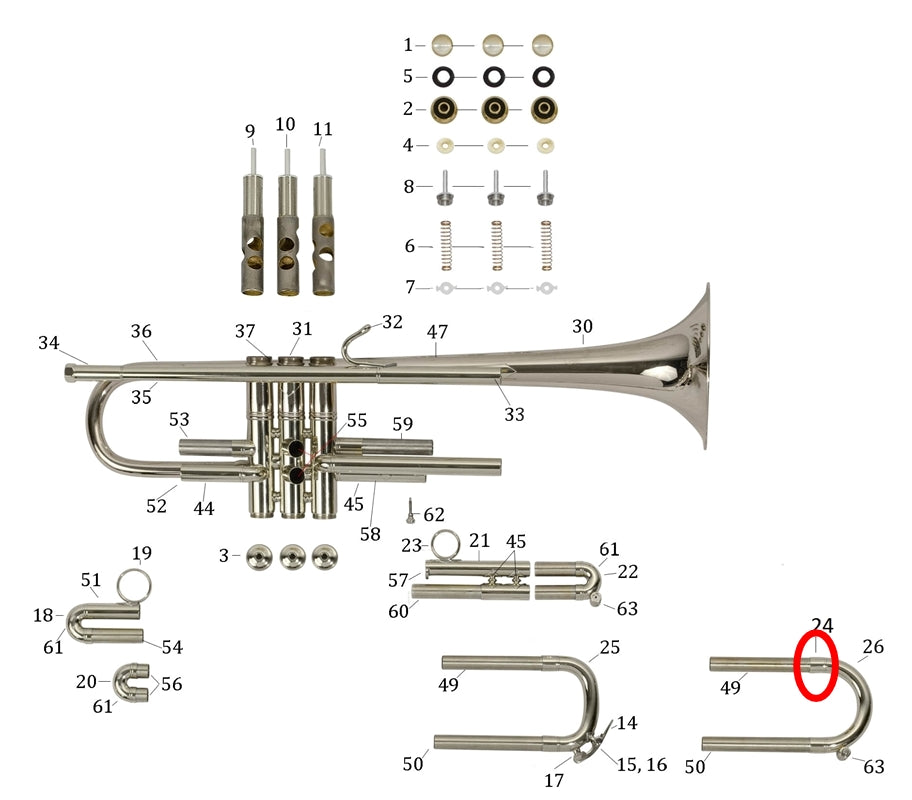 Bach Commercial Bb Trumpet Outside Tuning Slide Tube, Large Bore