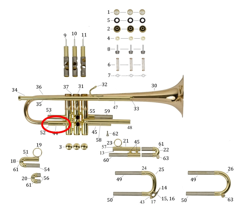 Bach Commercial Bb Trumpet Upper Outside 1st Slide Tube