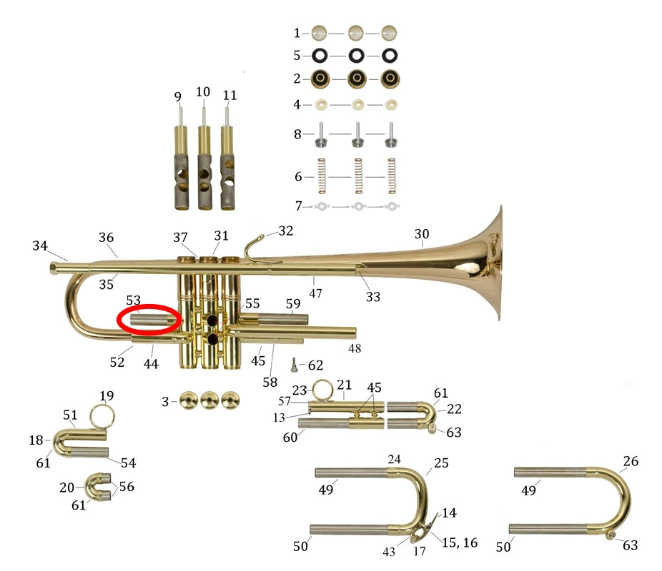 Bach Commercial Bb Trumpet Inside 1st Slide Tube