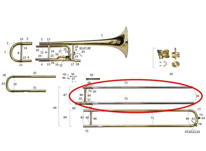 Bach Stradivarius Trombone Inside Handslide Assembly