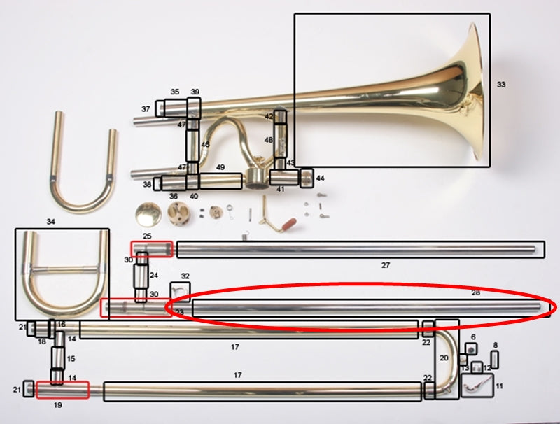 Bach Stradivarius Model 42 Trombone Lower Inside Slide Tube