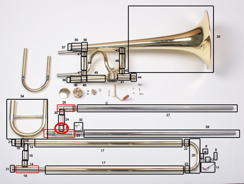 Bach Stradivarius Model 42 Trombone Upper Ring and Socket Assembly