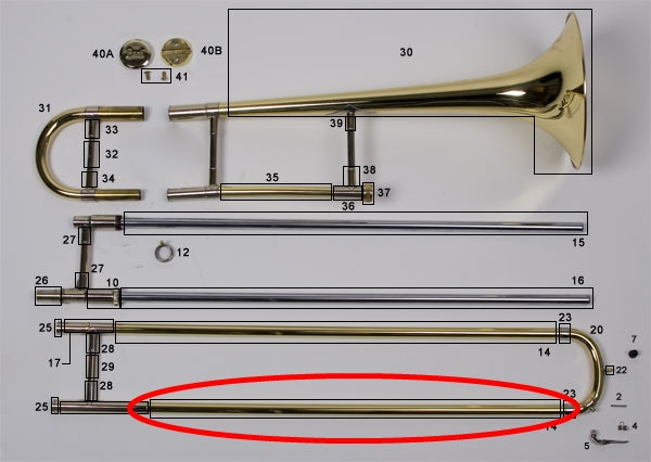 Bach Stradivarius Model LT16 Tenor Trombone Lower Outside Slide Tube