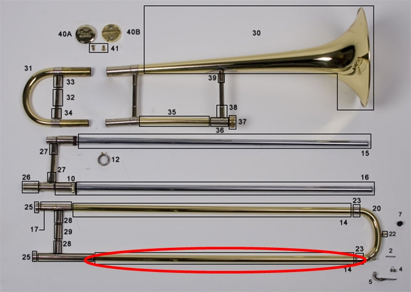 Bach Stradivarius Model LT16 Tenor Trombone Upper Outside Slide Tube