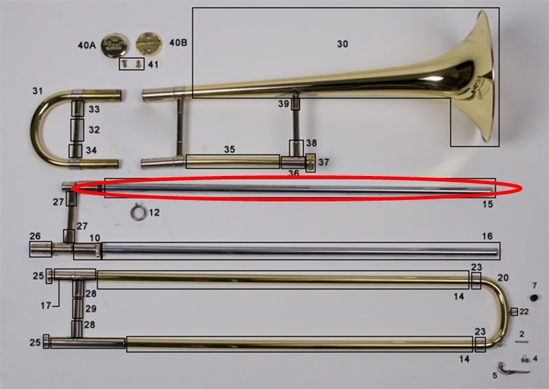 Bach Stradivarius Model 16 Tenor Trombone Upper Inside Slide Tube