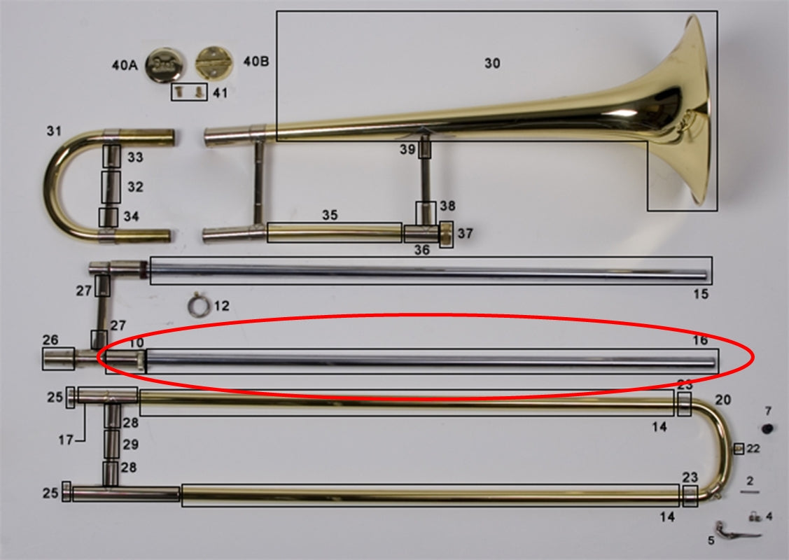 Bach Stradivarius Model LT16 Tenor Trombone Lower Inside Slide Tube