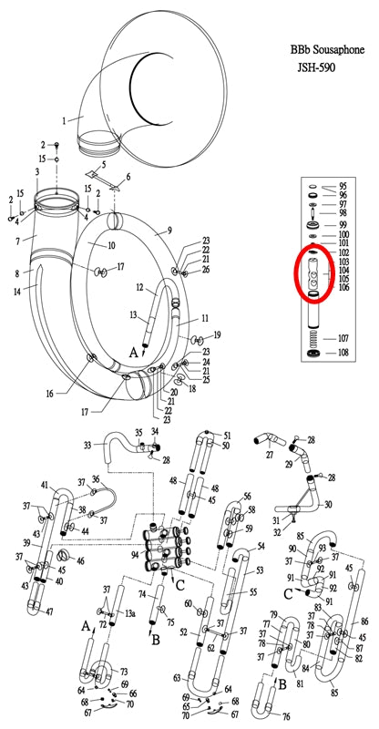 Jupiter 590 Sousaphone No. 1 Piston