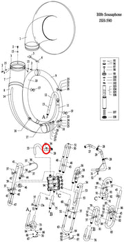 Jupiter 590S Sousaphone Ferrule with Brace Assembly