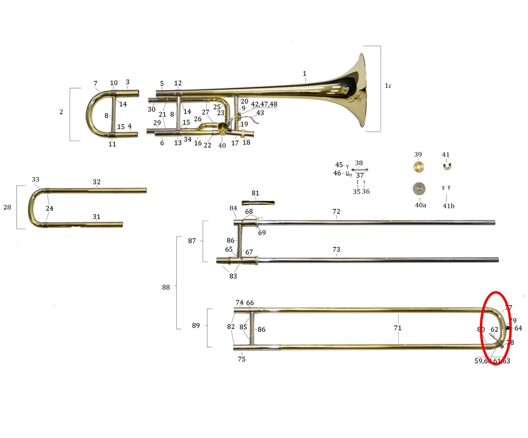 Bach Trombone Stradivarius Handslide Crook Assembly 36