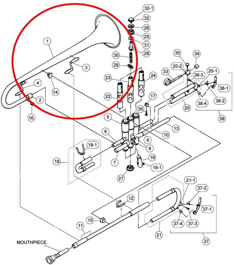Yamaha Bell Buffing with Ferrule, Ready to Install YTR200AD(2) VGR240Y0