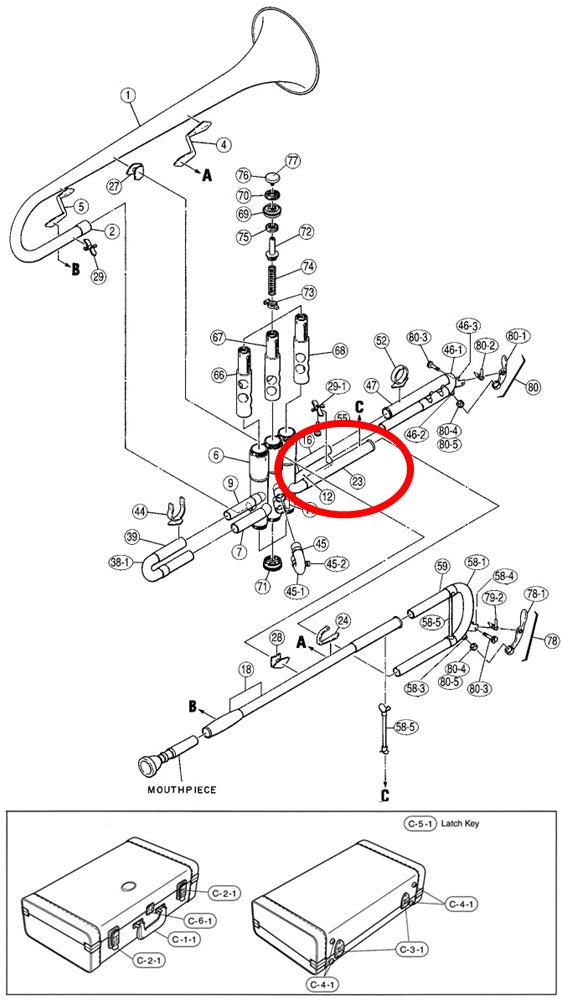 Yamaha Trumpet (1) Outside Tuning Slide Lower YTR6335