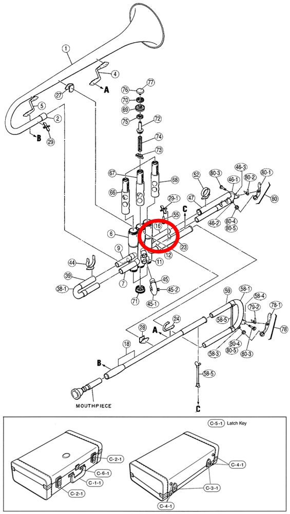 Yamaha Trumpet 3rd Valve Inside Slide & Ferrule YTR6335S
