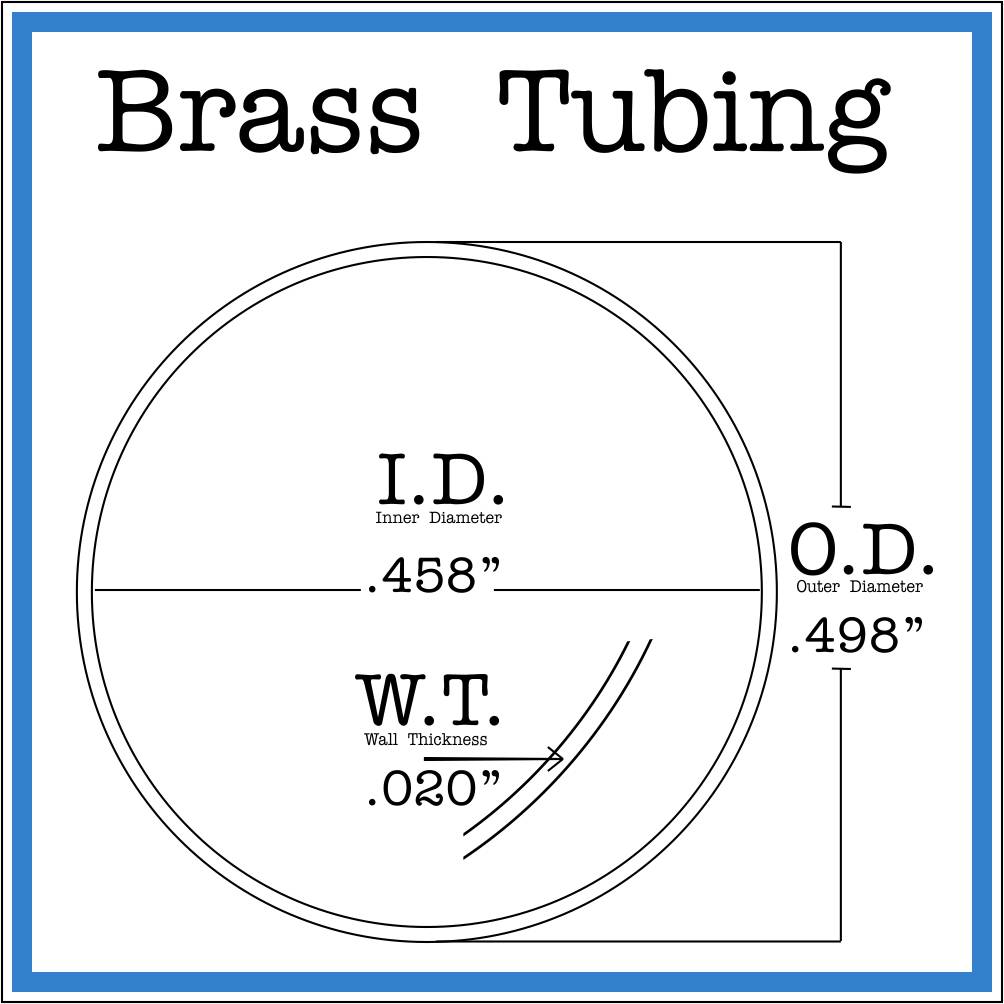 Cut to Length Yellow Brass Tubing I.D .458 | O.D .498 | W.T .020 Sizes are in inches