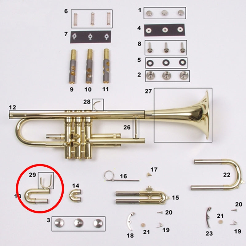 Bach Bundy Trumpet TR300/LTR100/1530/Mercedes II First Valve Slide Assembly