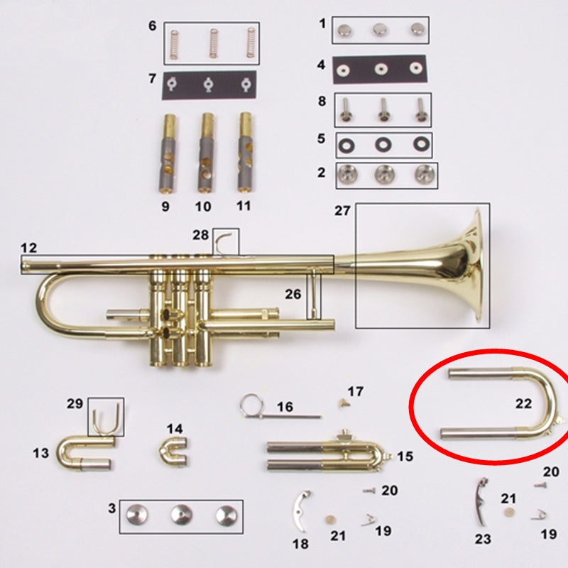 Bach Bundy Trumpet TR300/LTR100 Tuning Slide Assembly