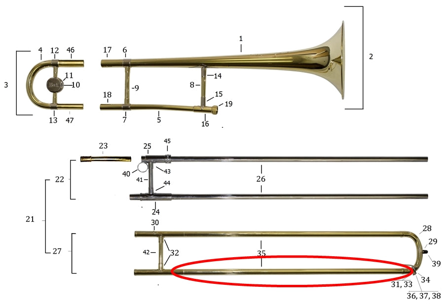 Bach Tenor Trombone Outside Slide Tube TB200