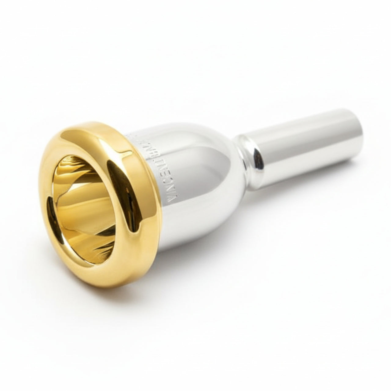 Bach Megatone Small Shank Trombone Mouthpiece, gold plated rim