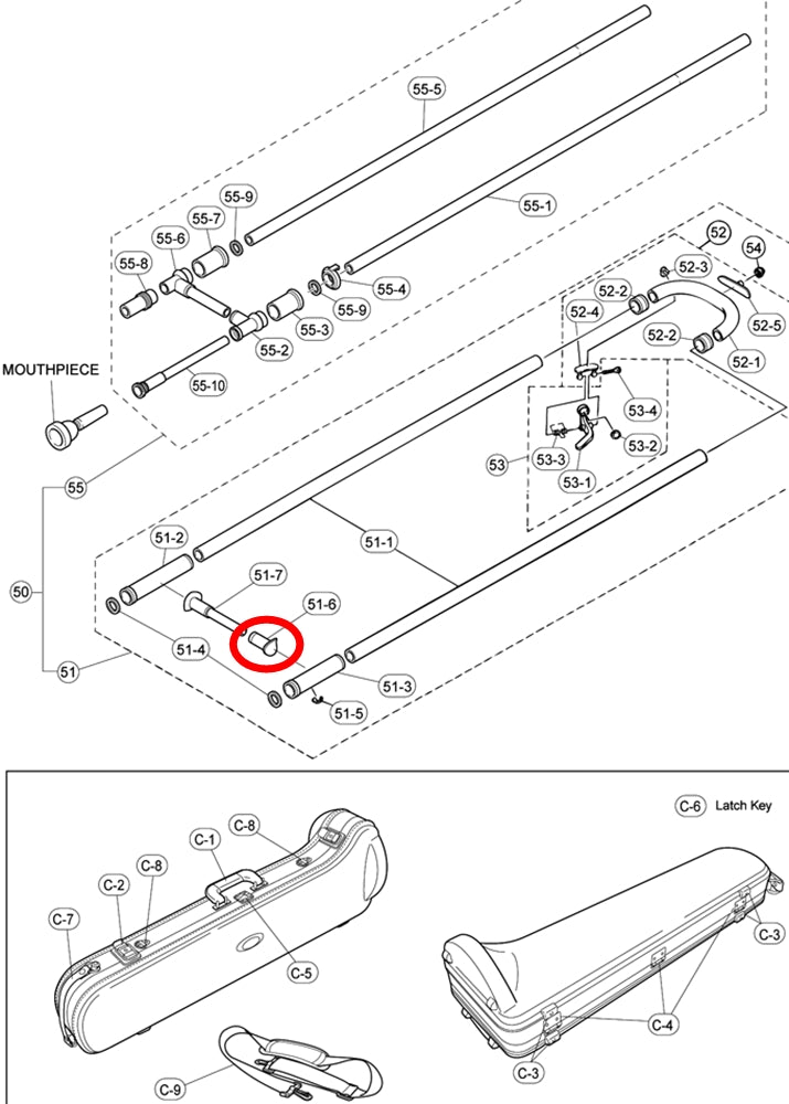 Yamaha Trombone Upper Outside Slide Brace SL881U
