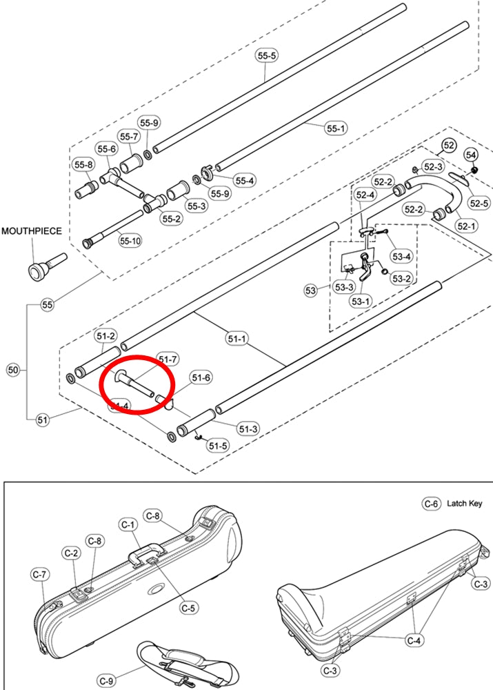 Yamaha Trombone Lower Outside Slide Brace SL881U