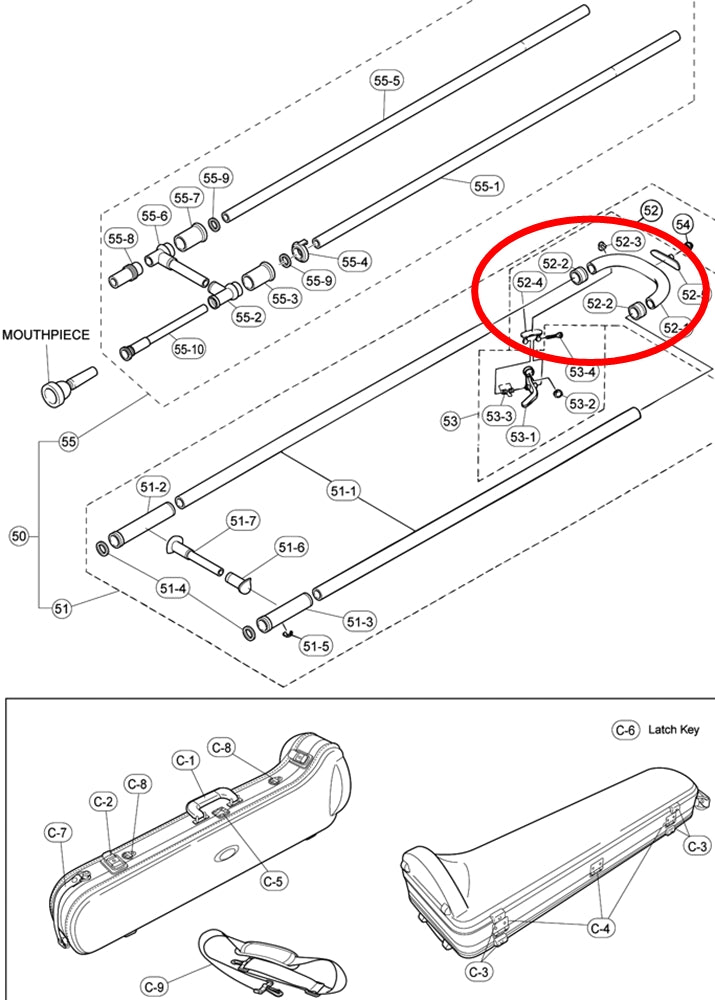 Yamaha Trombone Outside Slide Crook Assembly SL881U, SL882UG