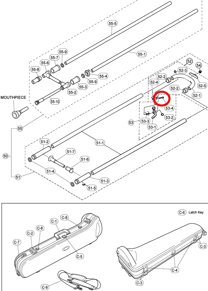Yamaha Trombone Water Key Screw YSL6xx, YSL8xx, YBL6xx, YBL8xx W2752410