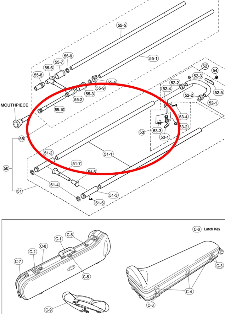 Yamaha Trombone Outside Slide Tube SL882U W2756020