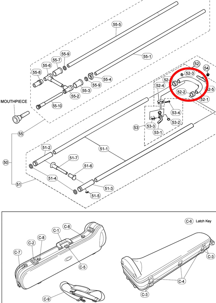 Yamaha Trombone Outside Slide Crook SL881, SL882U