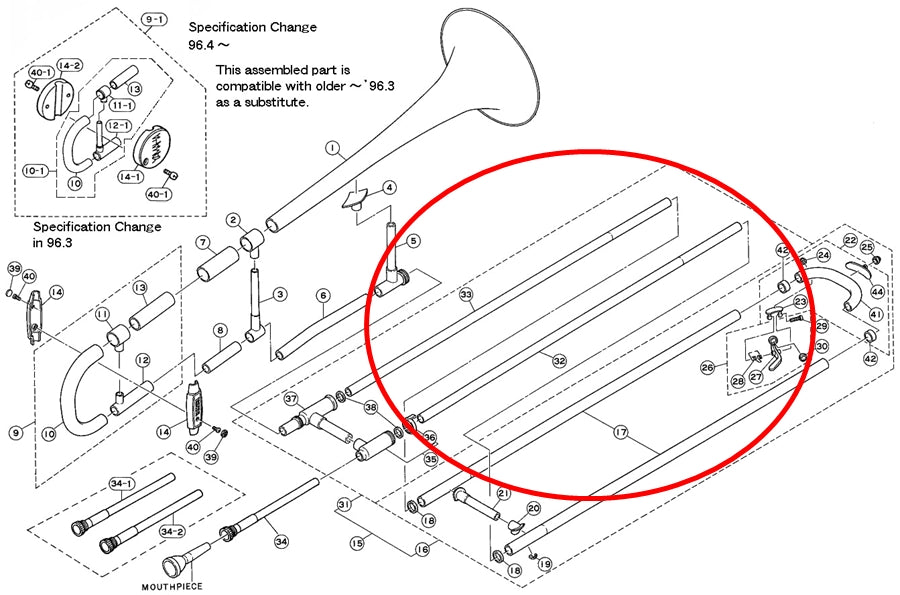 Yamaha Trombone Upper Inside Slide Tube SL8510