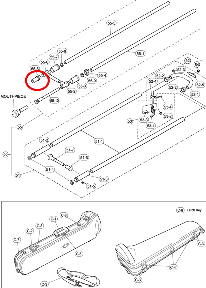Yamaha Trombone Bell Connection Shank SL882V