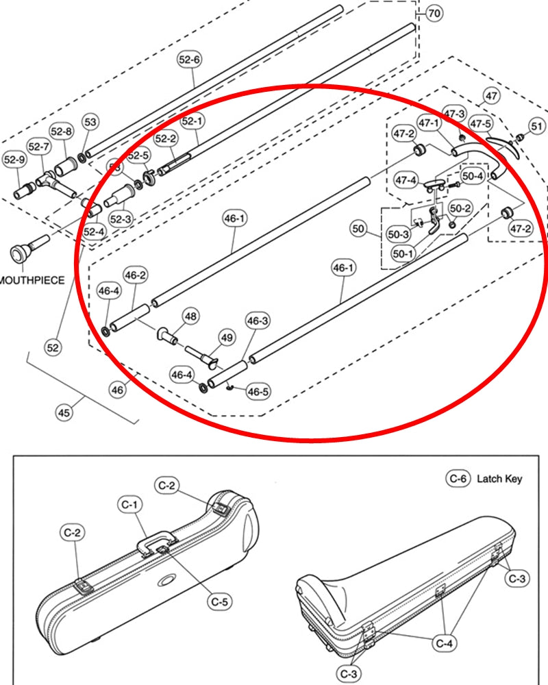 Yamaha Trombone Outside Slide Assembly Lacquer SL881U(2)