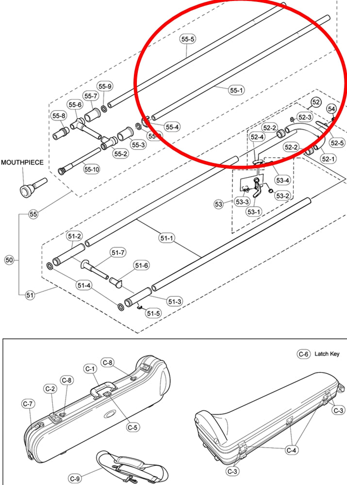 Yamaha Trombone Upper Inside Slide YSL882OR