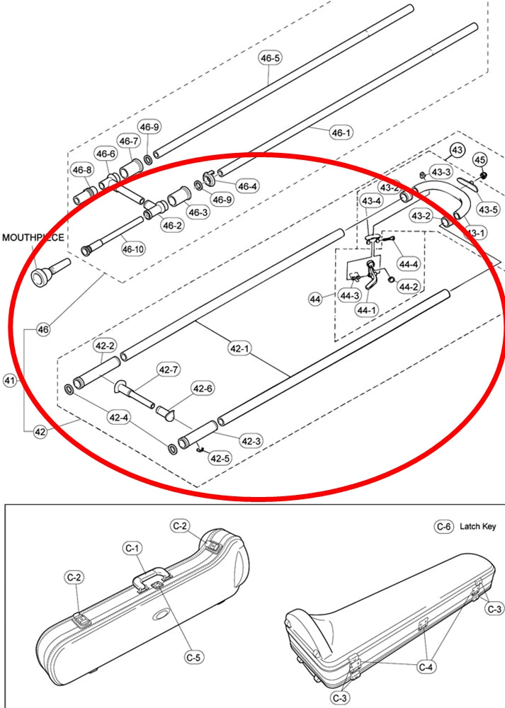 Yamaha Trombone Outside Slide Assembly with Water Key YSL882OR